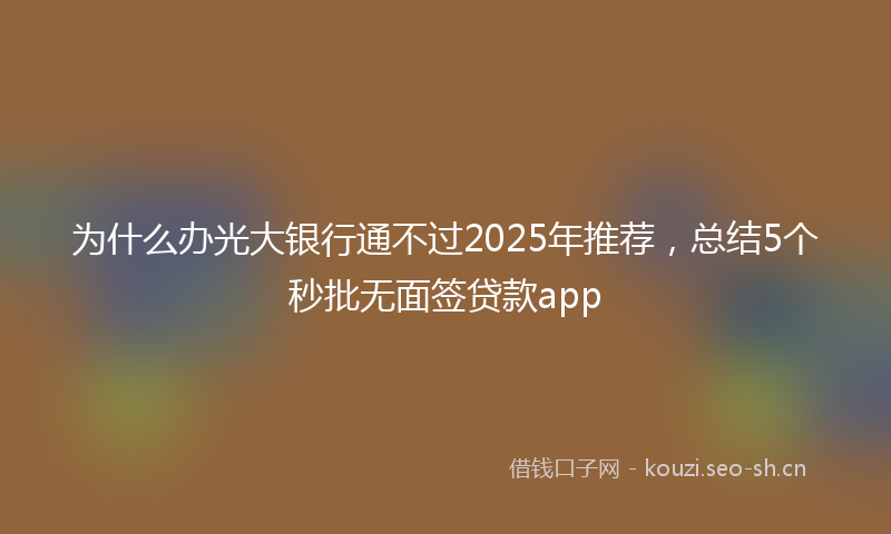 为什么办光大银行通不过2025年推荐，总结5个秒批无面签贷款app