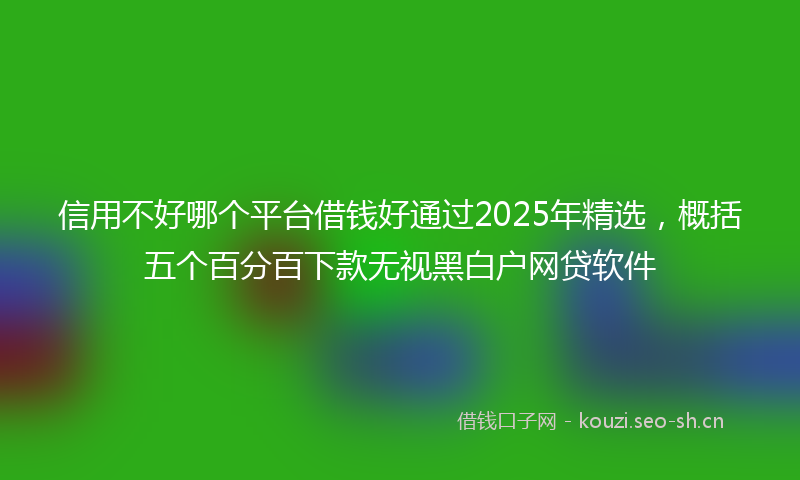 信用不好哪个平台借钱好通过2025年精选，概括五个百分百下款无视黑白户网贷软件