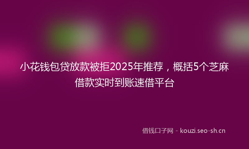 小花钱包贷放款被拒2025年推荐，概括5个芝麻借款实时到账速借平台