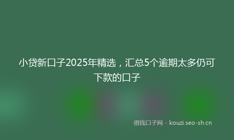小贷新口子2025年精选，汇总5个逾期太多仍可下款的口子