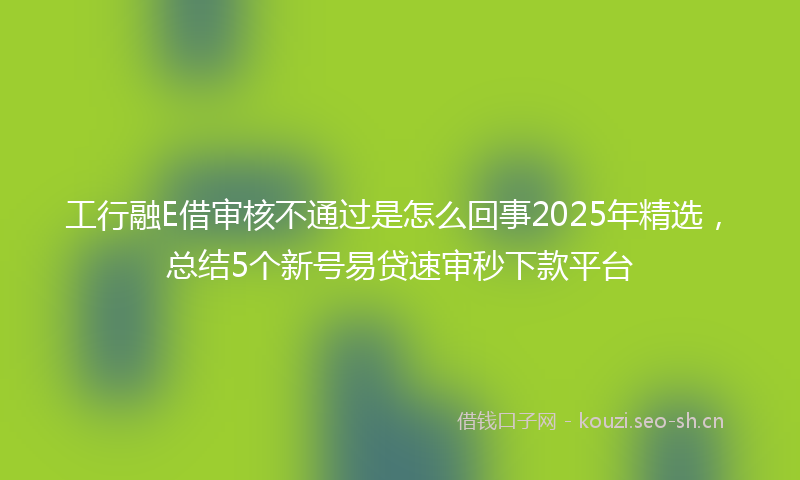 工行融E借审核不通过是怎么回事2025年精选，总结5个新号易贷速审秒下款平台