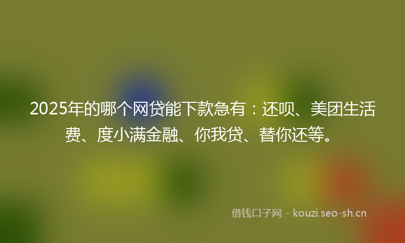 2025年的哪个网贷能下款急有：还呗、美团生活费、度小满金融、你我贷、替你还等。