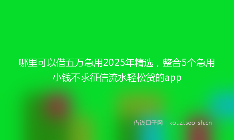 哪里可以借五万急用2025年精选，整合5个急用小钱不求征信流水轻松贷的app