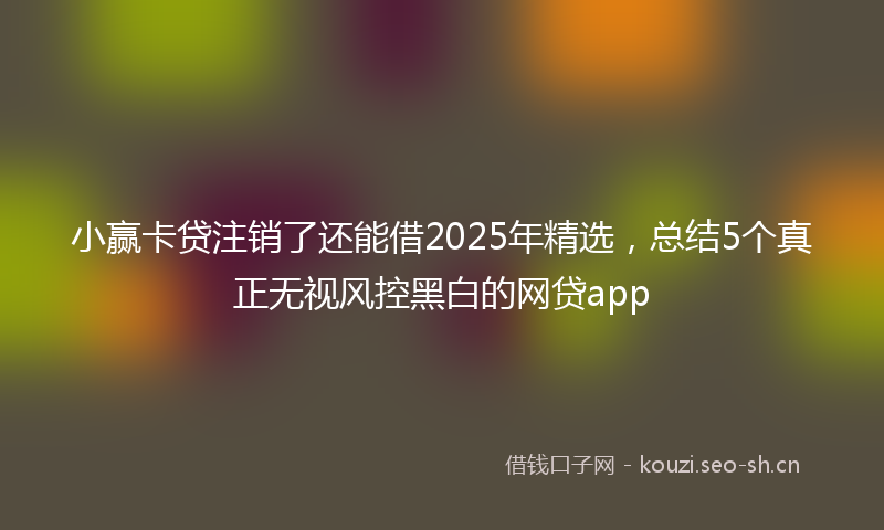 小赢卡贷注销了还能借2025年精选，总结5个真正无视风控黑白的网贷app