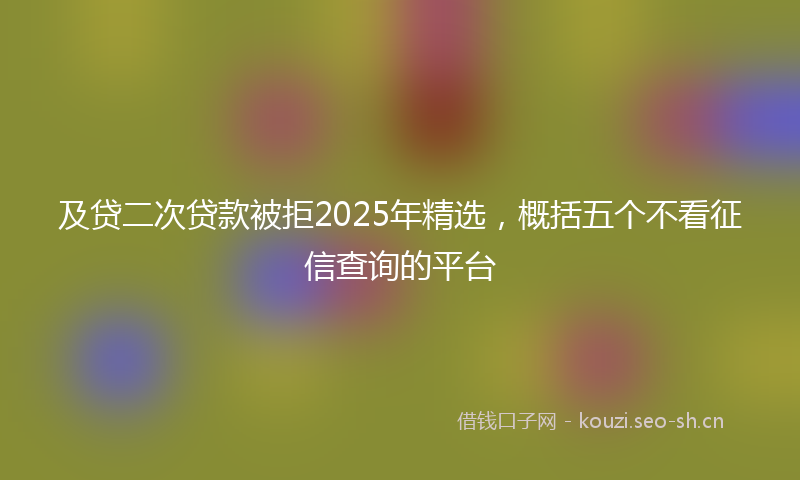及贷二次贷款被拒2025年精选，概括五个不看征信查询的平台