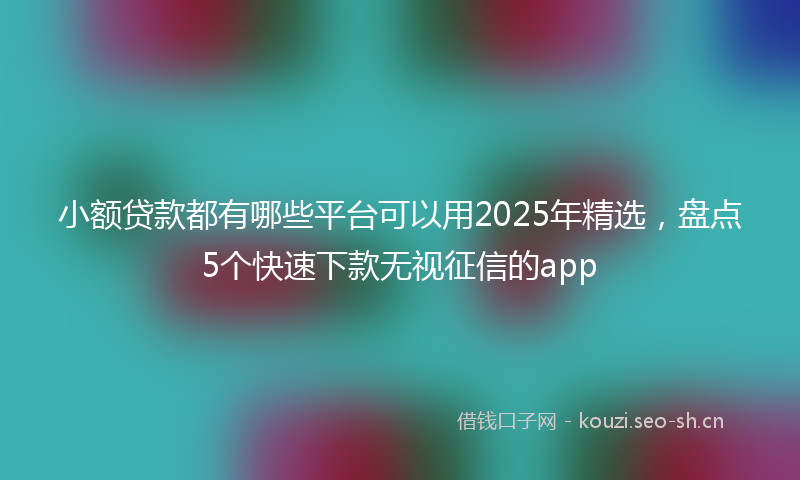 小额贷款都有哪些平台可以用2025年精选，盘点5个快速下款无视征信的app