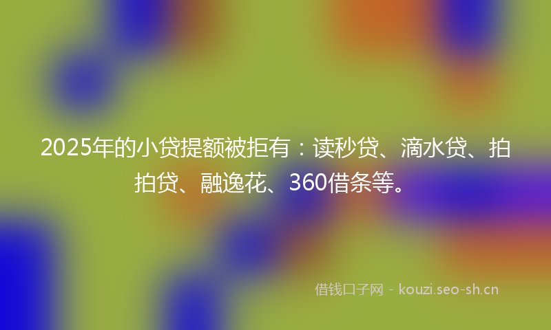 2025年的小贷提额被拒有：读秒贷、滴水贷、拍拍贷、融逸花、360借条等。
