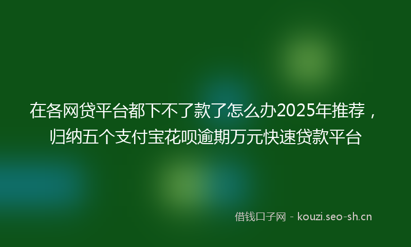 在各网贷平台都下不了款了怎么办2025年推荐，归纳五个支付宝花呗逾期万元快速贷款平台