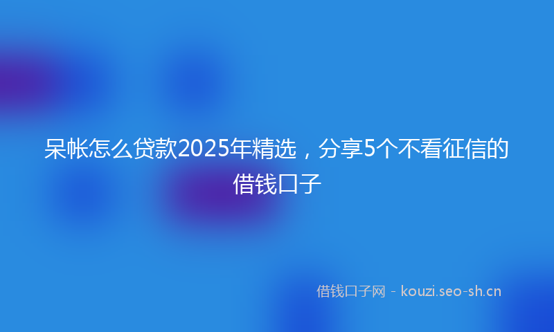 呆帐怎么贷款2025年精选，分享5个不看征信的借钱口子
