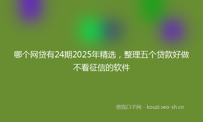 哪个网贷有24期2025年精选，整理五个贷款好做不看征信的软件