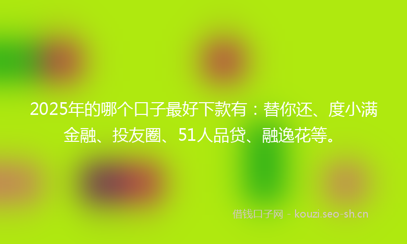 2025年的哪个口子最好下款有：替你还、度小满金融、投友圈、51人品贷、融逸花等。
