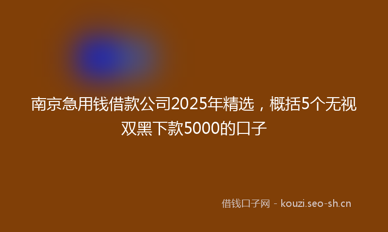 南京急用钱借款公司2025年精选,概括5个无视双黑下款5000的口子