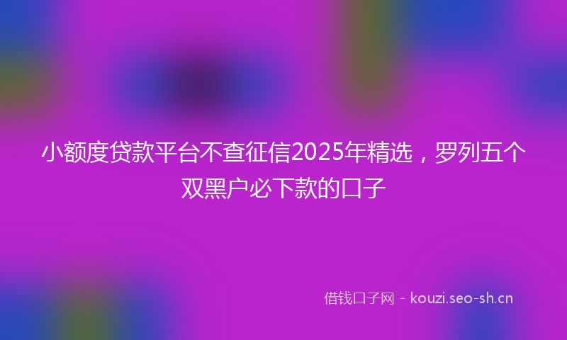 小额度贷款平台不查征信2025年精选,罗列五个双黑户必下款的口子