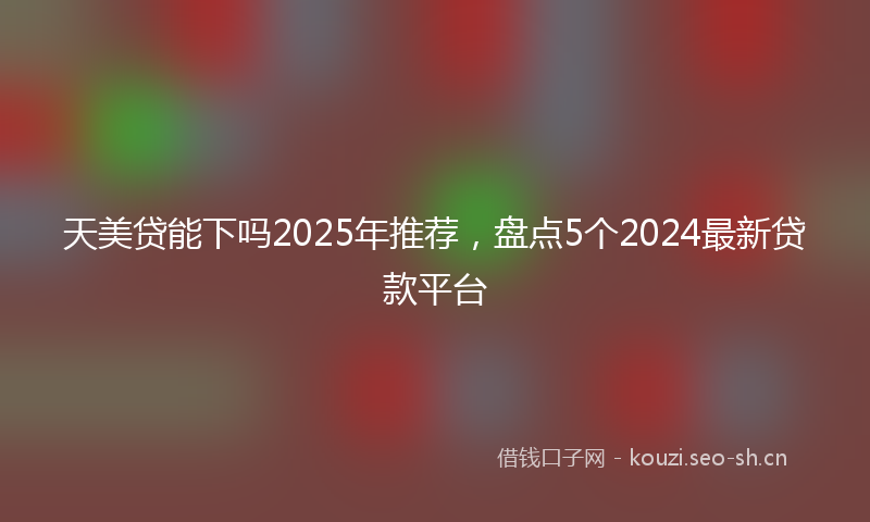 天美贷能下吗2025年推荐，盘点5个2024最新贷款平台