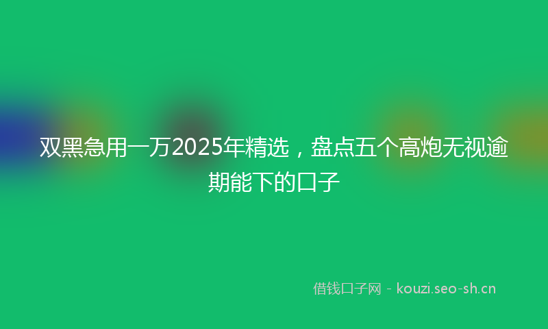 双黑急用一万2025年精选，盘点五个高炮无视逾期能下的口子