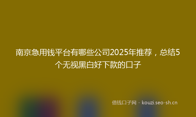 南京急用钱平台有哪些公司2025年推荐，总结5个无视黑白好下款的口子