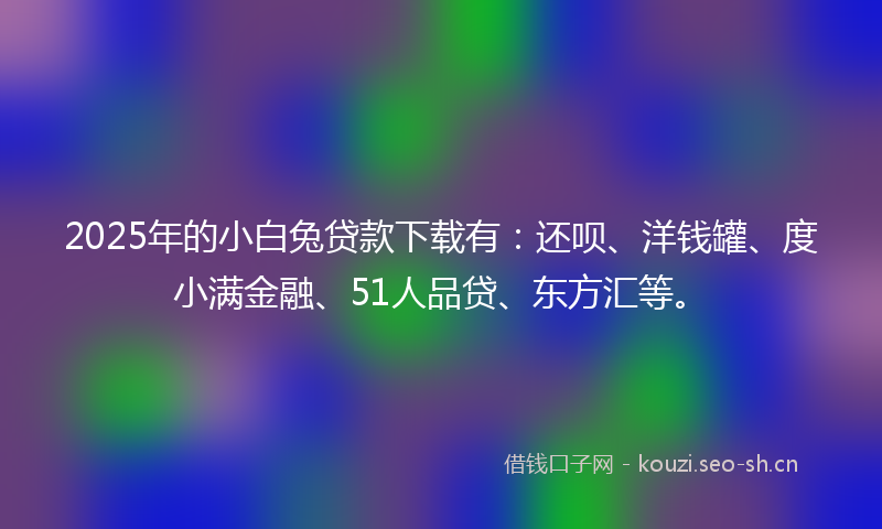 2025年的小白兔贷款下载有：还呗、洋钱罐、度小满金融、51人品贷、东方汇等。