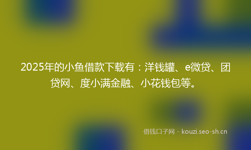 2025年的小鱼借款下载有：洋钱罐、e微贷、团贷网、度小满金融、小花钱包等。