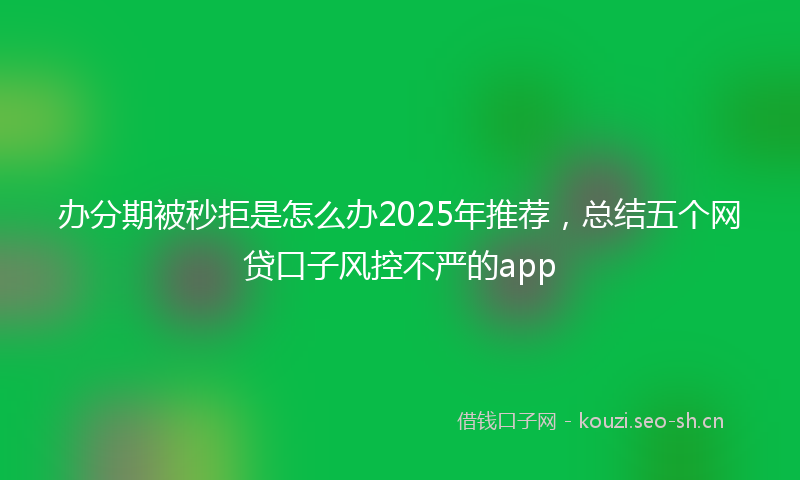 办分期被秒拒是怎么办2025年推荐，总结五个网贷口子风控不严的app