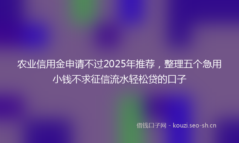 农业信用金申请不过2025年推荐，整理五个急用小钱不求征信流水轻松贷的口子
