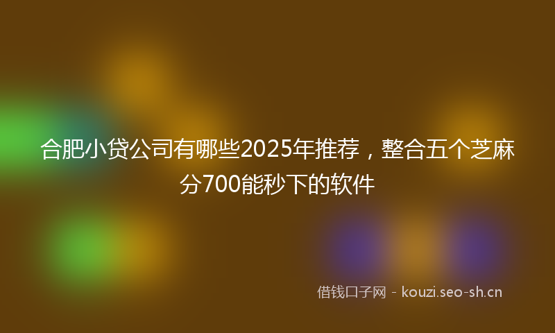 合肥小贷公司有哪些2025年推荐，整合五个芝麻分700能秒下的软件
