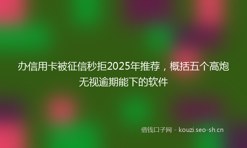 办信用卡被征信秒拒2025年推荐，概括五个高炮无视逾期能下的软件