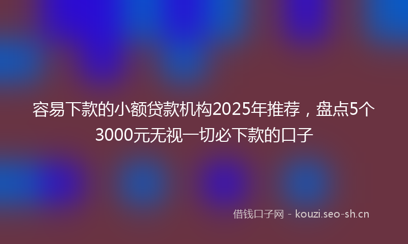 容易下款的小额贷款机构2025年推荐,盘点5个3000元无视一切必下款的口子