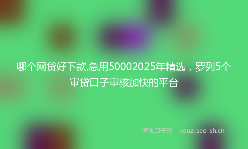 哪个网贷好下款,急用50002025年精选，罗列5个审贷口子审核加快的平台