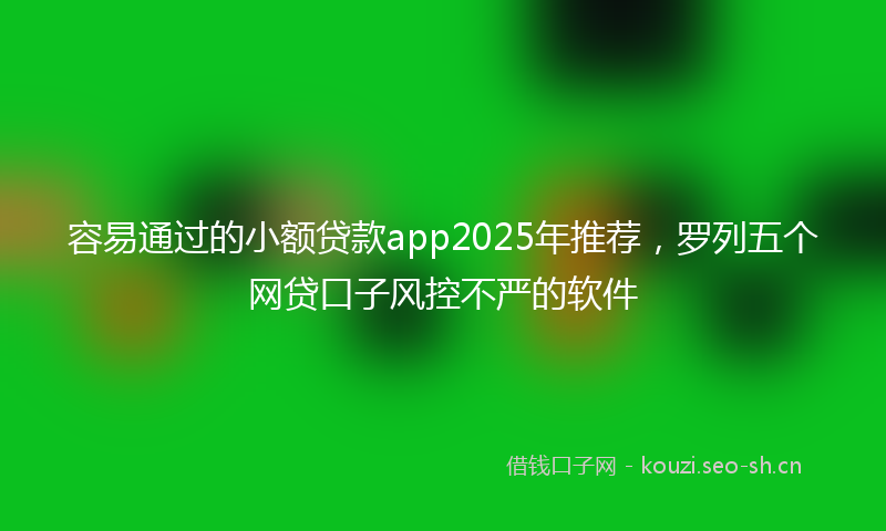容易通过的小额贷款app2025年推荐，罗列五个网贷口子风控不严的软件