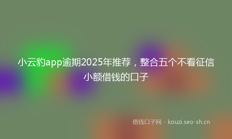 小云豹app逾期2025年推荐,整合五个不看征信小额借钱的口子