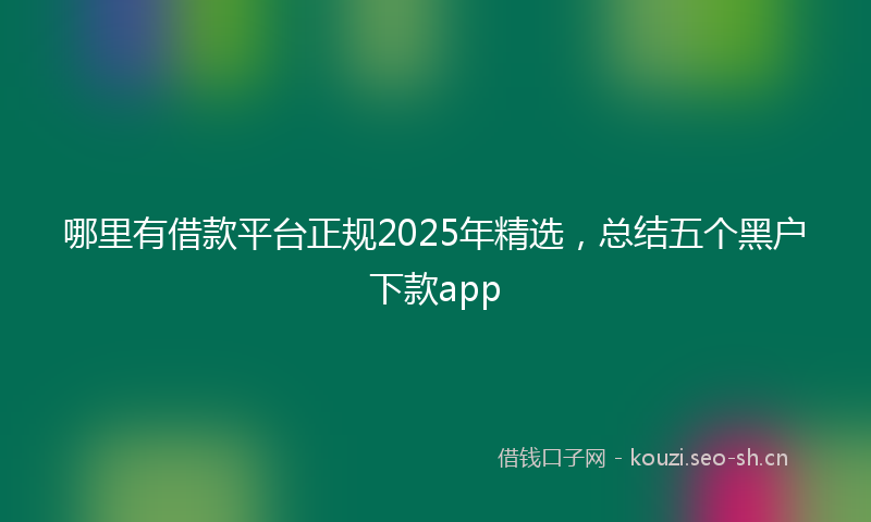 哪里有借款平台正规2025年精选，总结五个黑户下款app