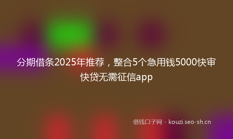分期借条2025年推荐，整合5个急用钱5000快审快贷无需征信app