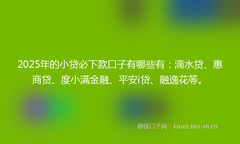 2025年的小贷必下款口子有哪些有：滴水贷、惠商贷、度小满金融、平安i贷、融逸花等。
