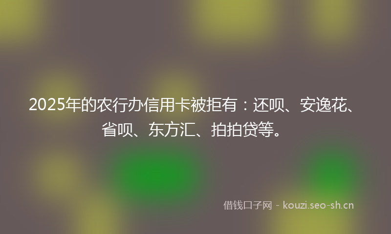 2025年的农行办信用卡被拒有：还呗、安逸花、省呗、东方汇、拍拍贷等。