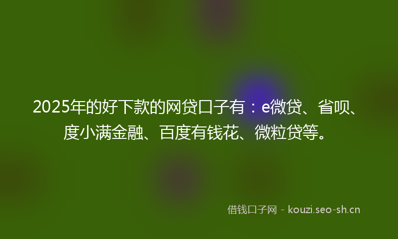 2025年的好下款的网贷口子有：e微贷、省呗、度小满金融、百度有钱花、微粒贷等。