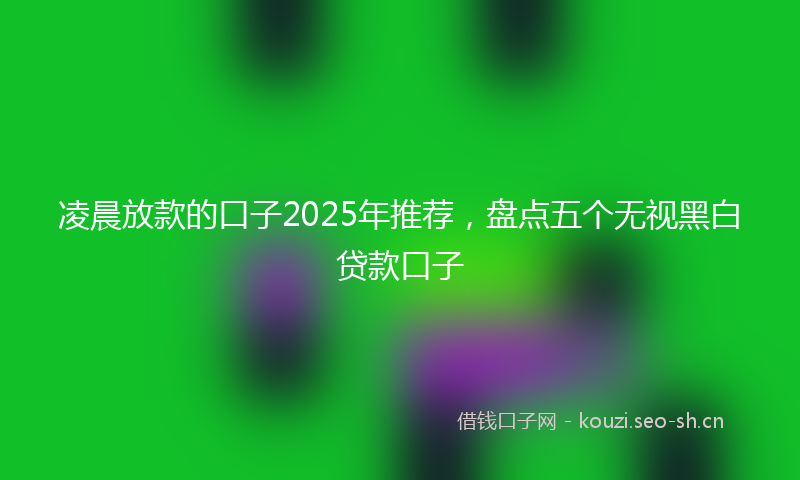 凌晨放款的口子2025年推荐，盘点五个无视黑白贷款口子