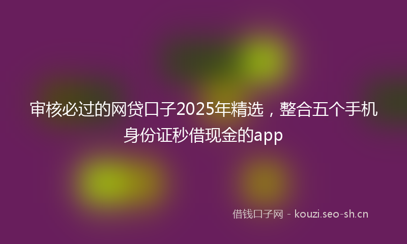 审核必过的网贷口子2025年精选，整合五个手机身份证秒借现金的app