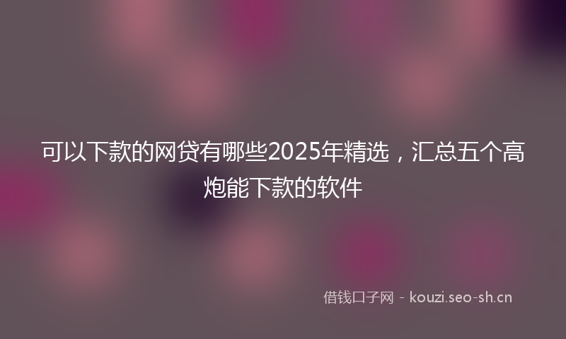 可以下款的网贷有哪些2025年精选，汇总五个高炮能下款的软件
