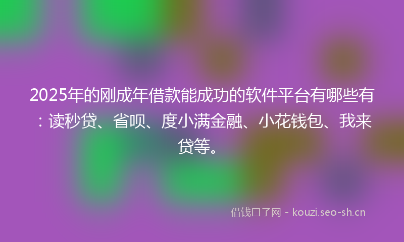 2025年的刚成年借款能成功的软件平台有哪些有：读秒贷、省呗、度小满金融、小花钱包、我来贷等。