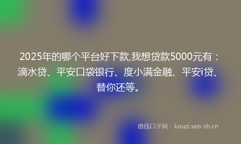 2025年的哪个平台好下款,我想贷款5000元有：滴水贷、平安口袋银行、度小满金融、平安i贷、替你还等。