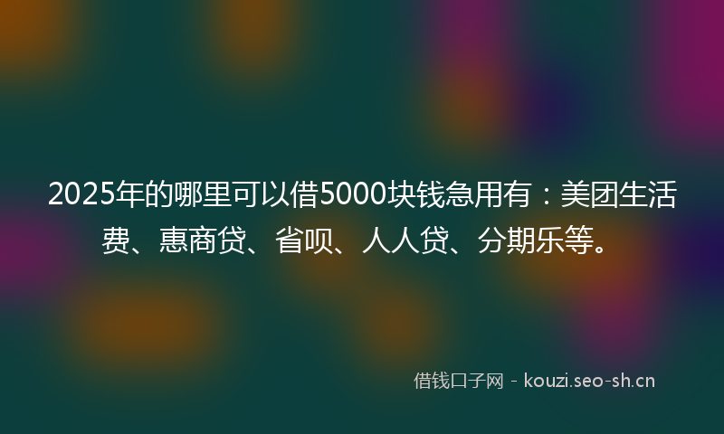 2025年的哪里可以借5000块钱急用有：美团生活费、惠商贷、省呗、人人贷、分期乐等。