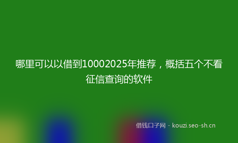 哪里可以以借到10002025年推荐，概括五个不看征信查询的软件