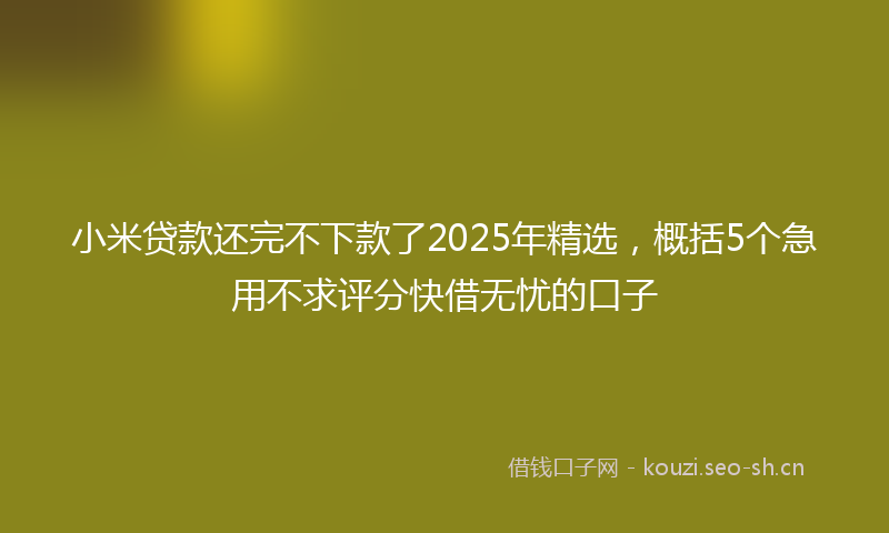 小米贷款还完不下款了2025年精选，概括5个急用不求评分快借无忧的口子