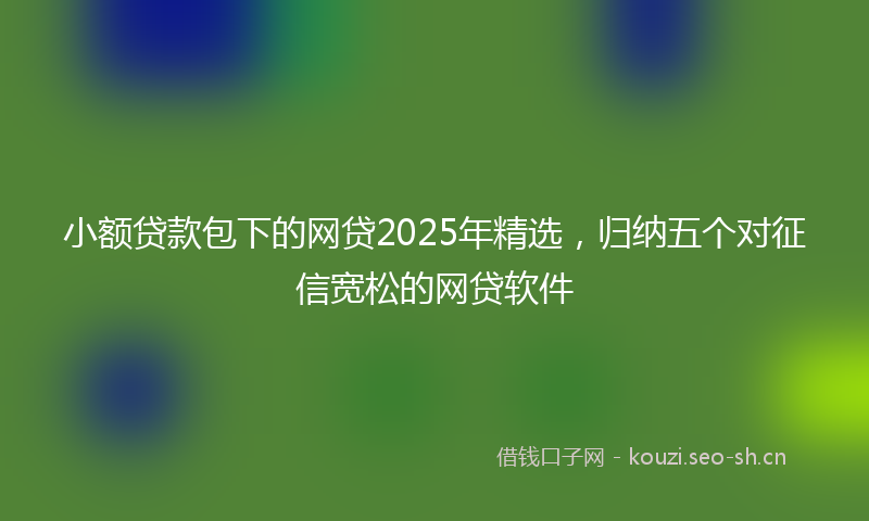 小额贷款包下的网贷2025年精选，归纳五个对征信宽松的网贷软件