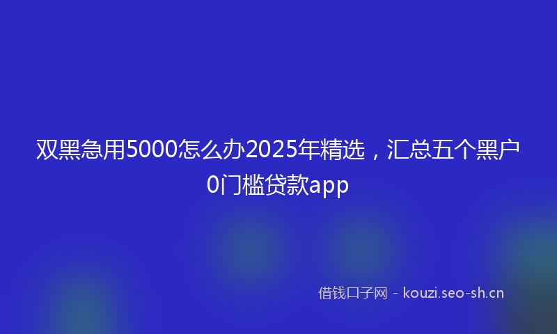 双黑急用5000怎么办2025年精选，汇总五个黑户0门槛贷款app
