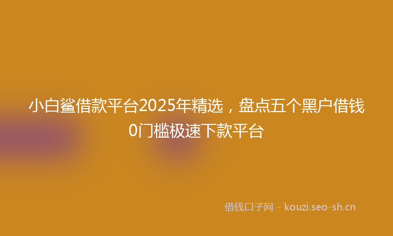 小白鲨借款平台2025年精选，盘点五个黑户借钱0门槛极速下款平台