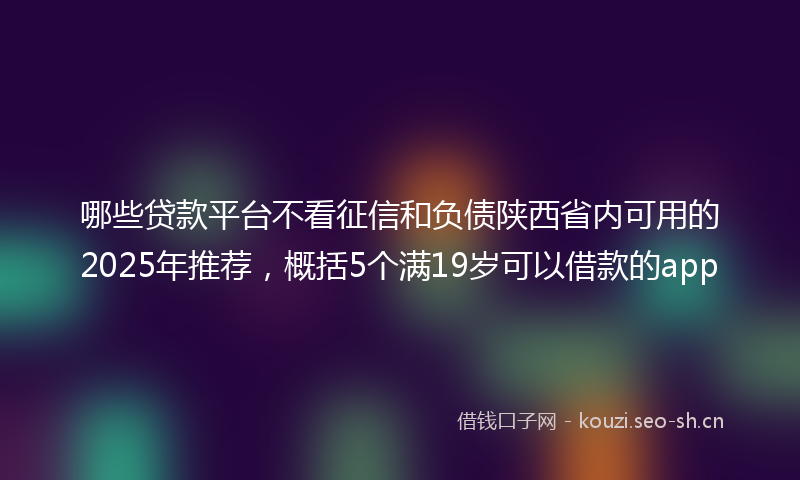 哪些贷款平台不看征信和负债陕西省内可用的2025年推荐，概括5个满19岁可以借款的app