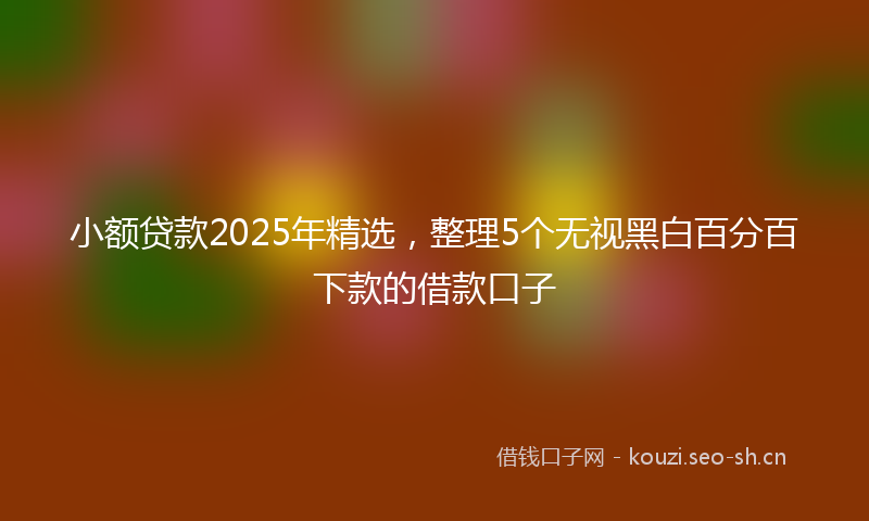 小额贷款2025年精选,整理5个无视黑白百分百下款的借款口子