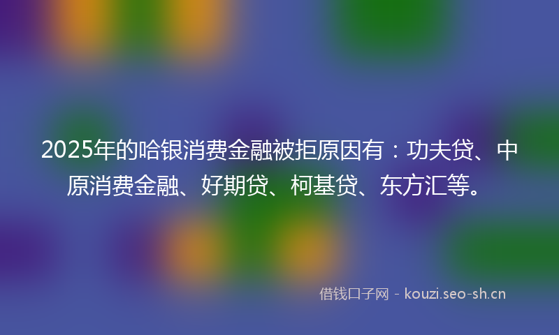 2025年的哈银消费金融被拒原因有：功夫贷、中原消费金融、好期贷、柯基贷、东方汇等。