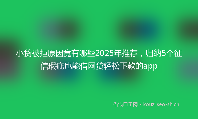 小贷被拒原因竟有哪些2025年推荐，归纳5个征信瑕疵也能借网贷轻松下款的app